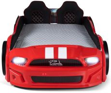 Дитяче ліжко машина Mustang Full Extra Red 190х90 см з підсвічуванням, музикою, шкіряний салон, пультом